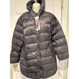 32 Degree Heat Jacket Womens Black Puffer Packable Full Zip Hooded NEW XL